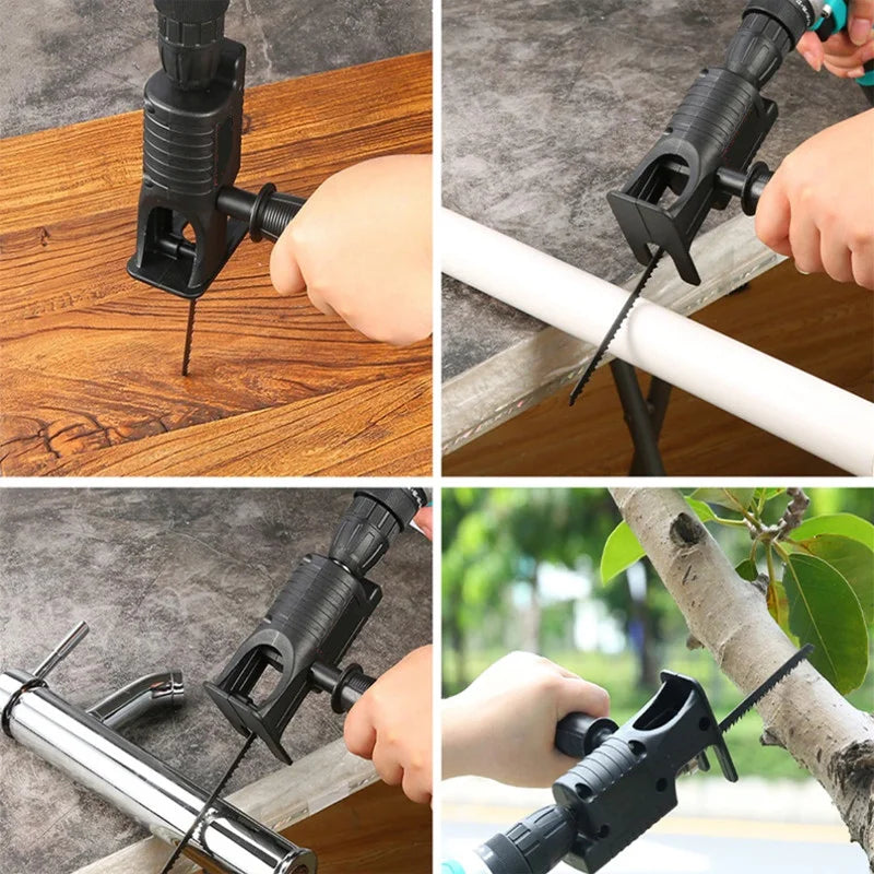 Adaptor tip fierastrau sabie soricel, pentru bormasina, 3 lame incluse