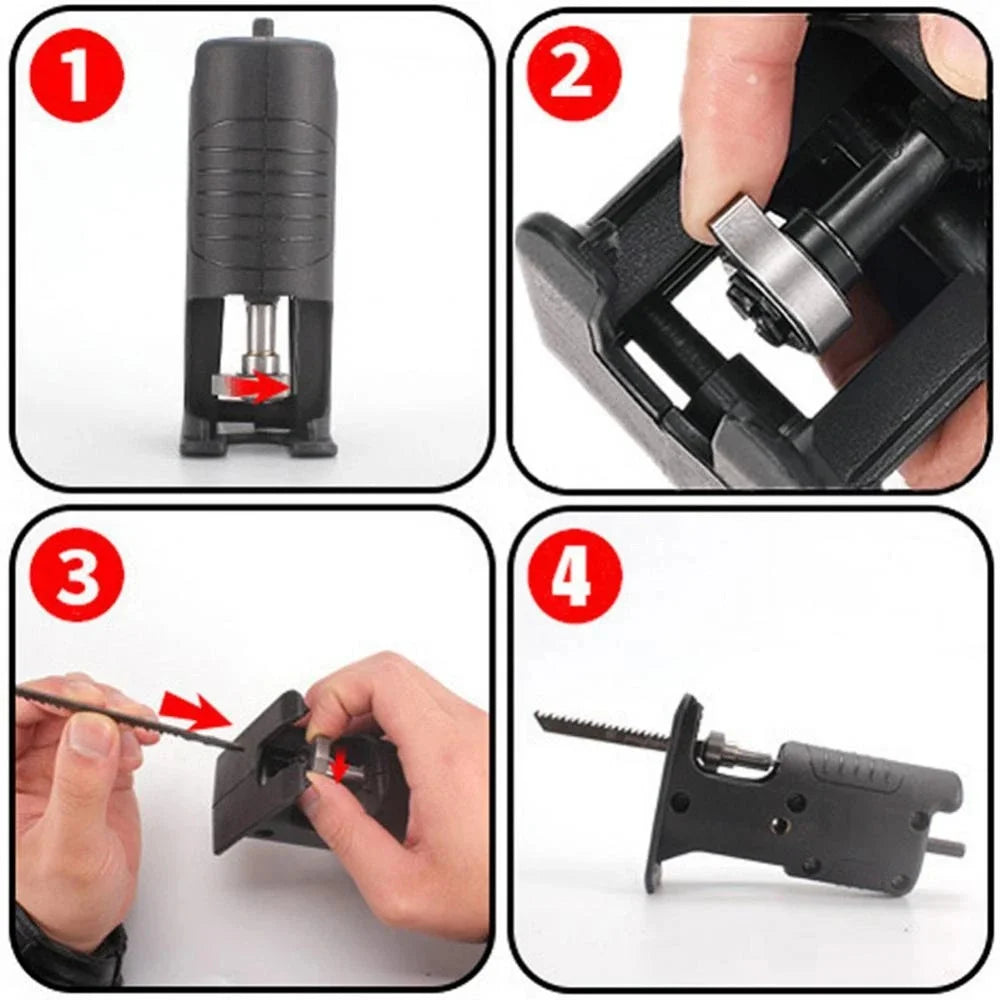 Adaptor tip fierastrau sabie soricel, pentru bormasina, 3 lame incluse