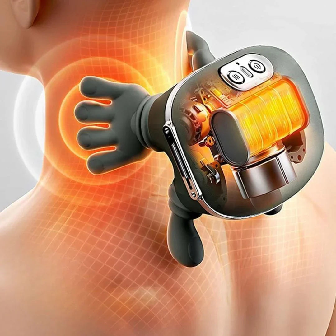 Aparat Masaj Cervical 4D cu Incalzire | Gat, Umeri, Brate, Gambe | 3 Trepte | Fara Fir | Motor Silentios | Incarcare USB | Verde
