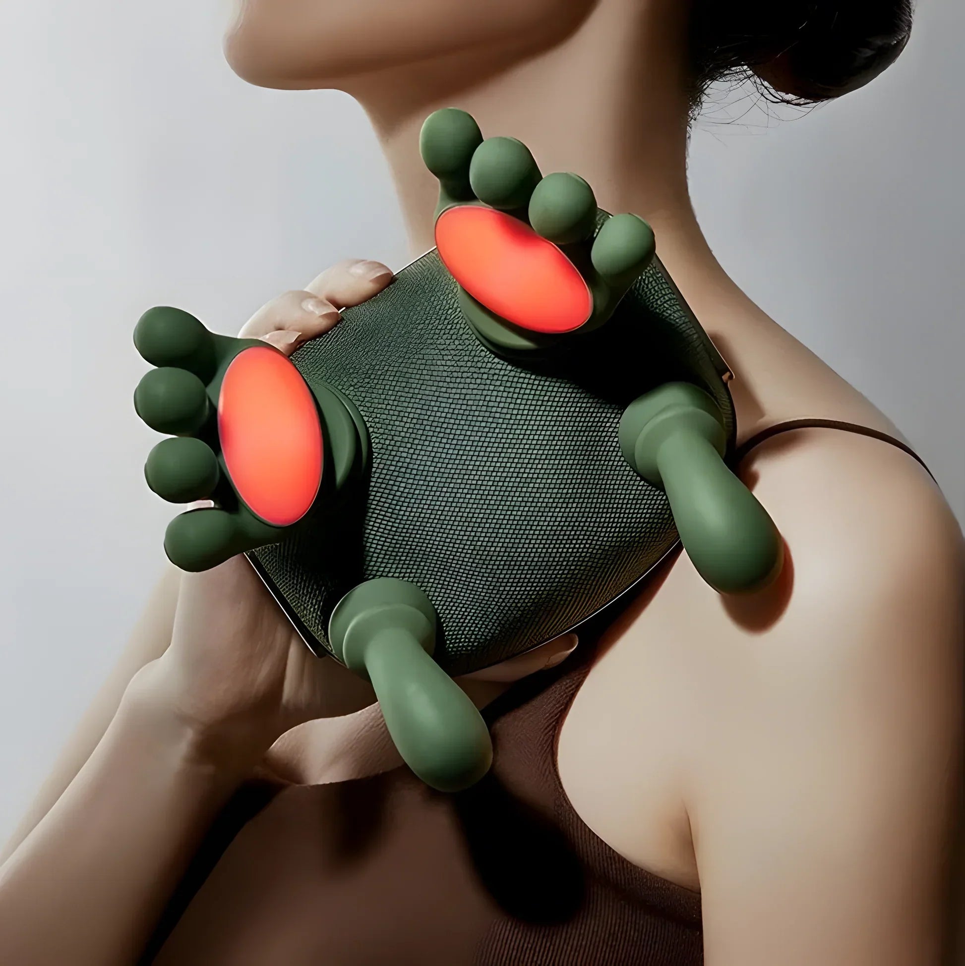 Aparat Masaj Cervical 4D cu Incalzire | Gat, Umeri, Brate, Gambe | 3 Trepte | Fara Fir | Motor Silentios | Incarcare USB | Verde