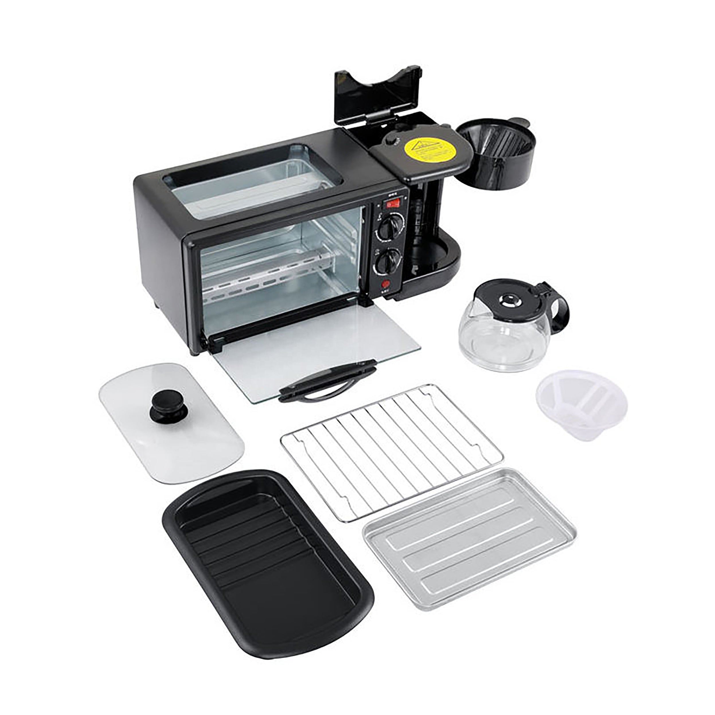 Aparat Mic Dejun Electric, Multifunctional 3 in 1, Cuptor 9L, Grill, Aparat De Cafea, Capac Inclus