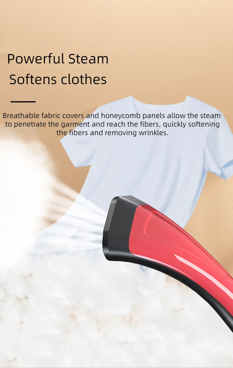 Aparat de Calcat cu Abur Vertical 2 in 1 , 2000W, Profesional, Portabil, cu Masa de Calcat - Rosu