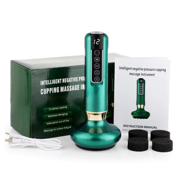 Aparat de masaj anticelulitic cu ventuza, terapie prin vacuum, scrapping si lumina rosie cu functie de incalzire