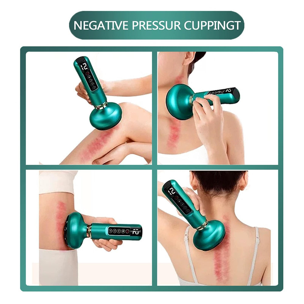 Aparat de masaj anticelulitic cu ventuza, terapie prin vacuum, scrapping si lumina rosie cu functie de incalzire