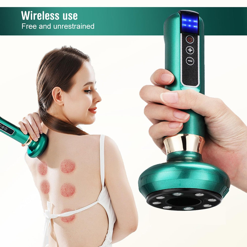 Aparat de masaj anticelulitic cu ventuza, terapie prin vacuum, scrapping si lumina rosie cu functie de incalzire