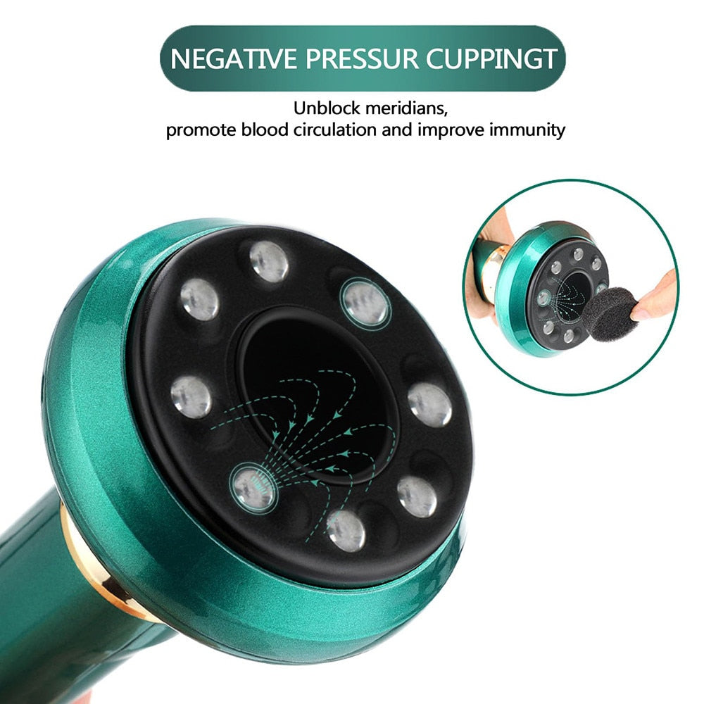 Aparat de masaj anticelulitic cu ventuza, terapie prin vacuum, scrapping si lumina rosie cu functie de incalzire