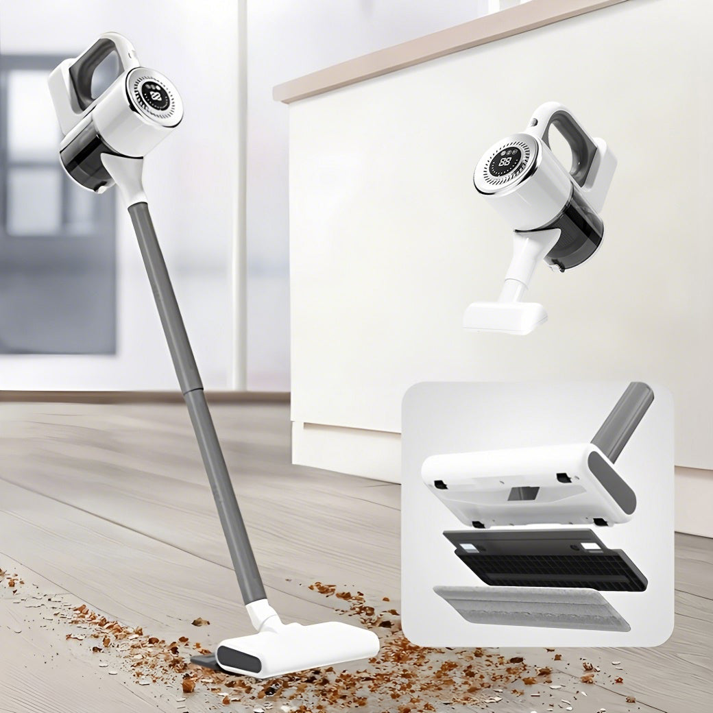 Aspirator vertical Fara Fir 2 in 1, Functie de Mop, 3 Capete incluse, Autonomie 48 minute, 100W