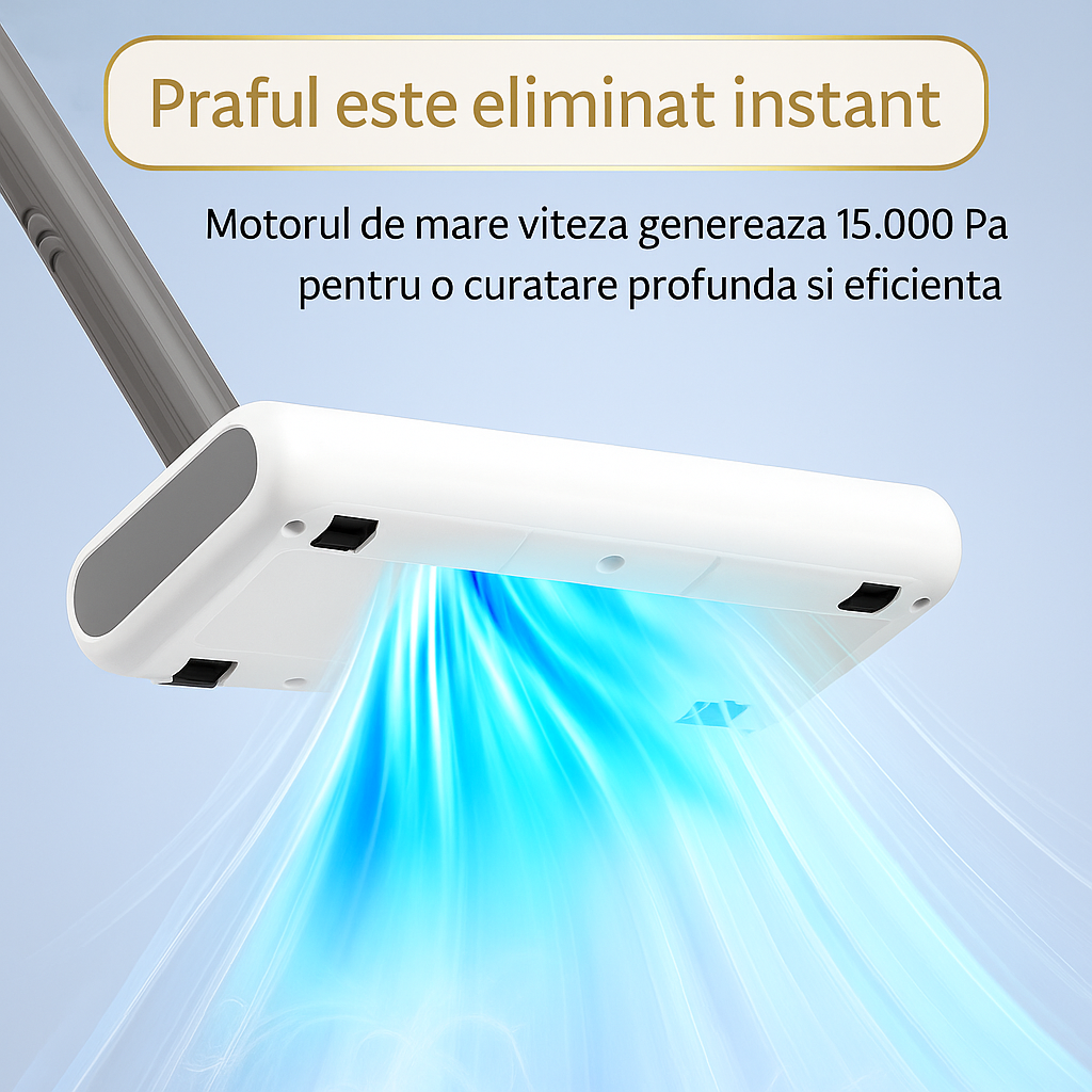 Aspirator vertical Fara Fir 2 in 1, Functie de Mop, 3 Capete incluse, Autonomie 48 minute, 100W