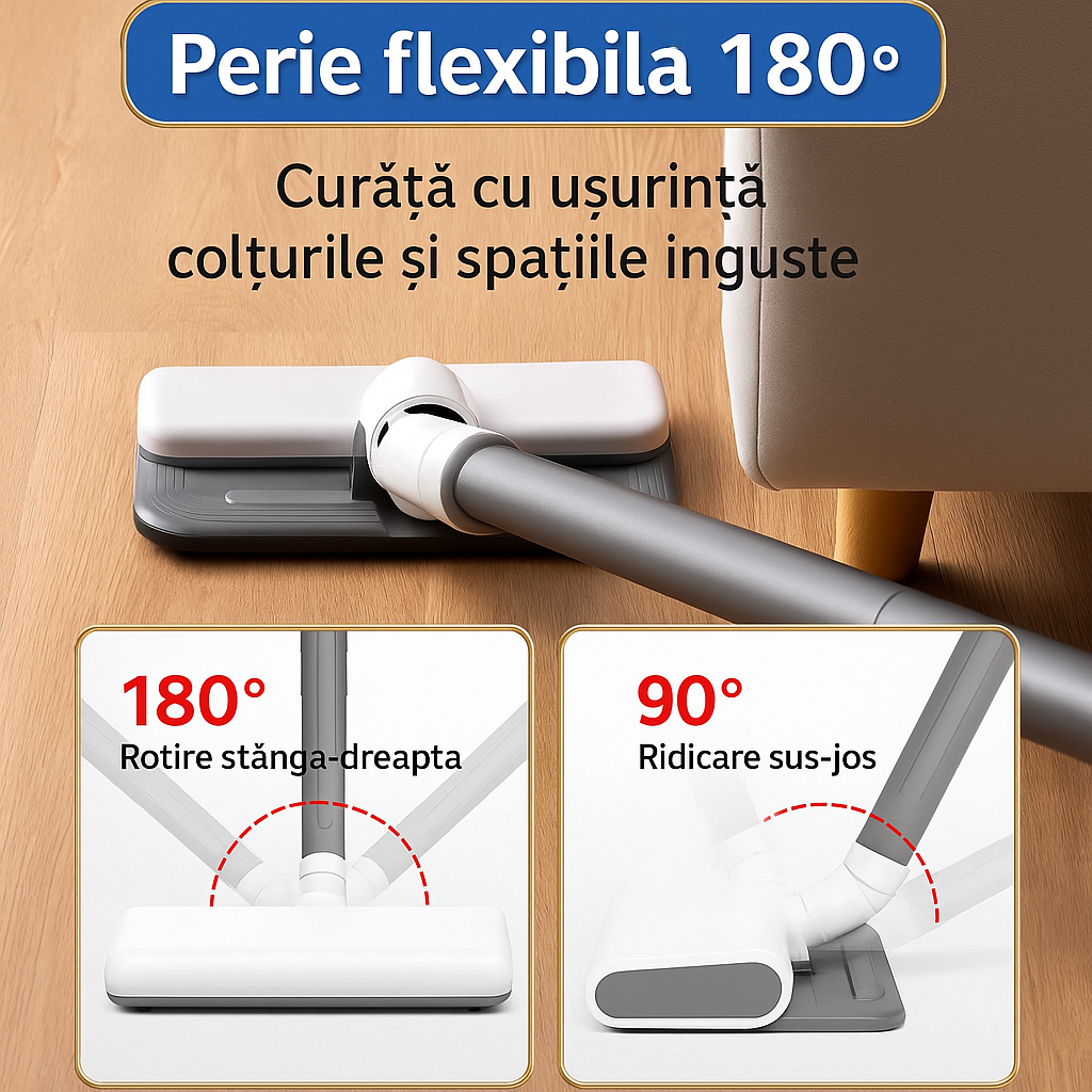 Aspirator vertical Fara Fir 2 in 1, Functie de Mop, 3 Capete incluse, Autonomie 48 minute, 100W