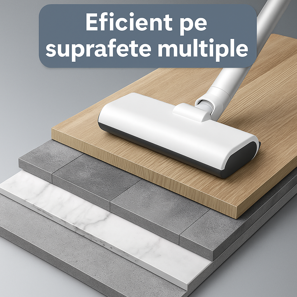 Aspirator vertical Fara Fir 2 in 1, Functie de Mop, 3 Capete incluse, Autonomie 48 minute, 100W