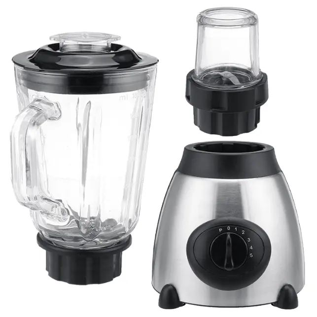 Blender 2 in 1 cu rasnita de cafea, 2200W, 5 viteze, 1.5L, carcasa din inox si ABS, bol din sticla
