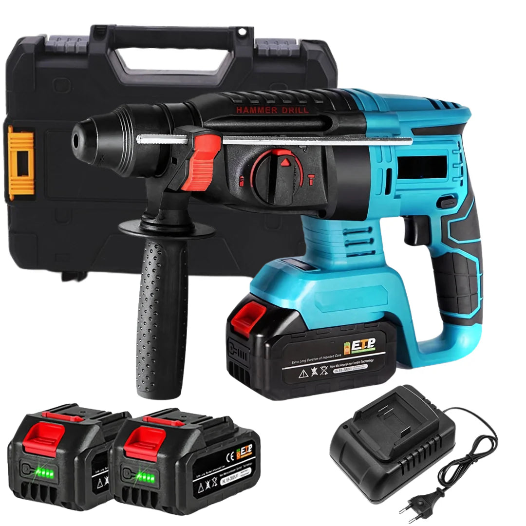 Bormasina cu Percutie Fara Fir Brushless 1850W, 2 Acumulatori 18V, 2580 rpm, Ciocan Rotopercutor SDS Plus