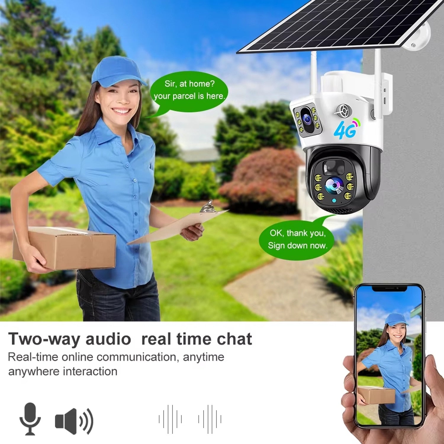 Camera Supraveghere 4G Dubla cu Panou Solar, Ultra HD, Dual Camera 6MP, Incarcare Solara, Rotire Din Aplicatie, Rezistenta La Apa, Infrarosu, Microfon si Difuzor