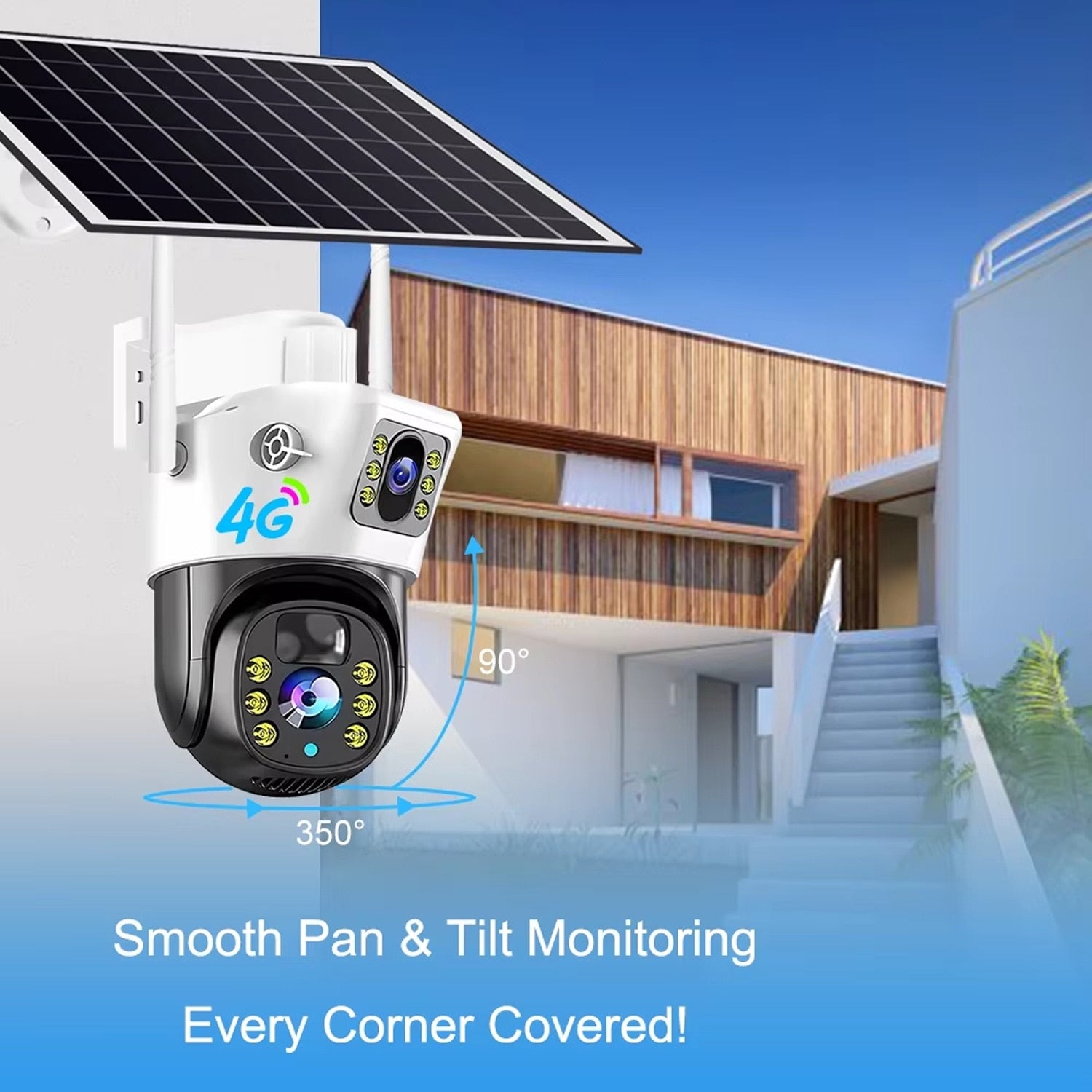 Camera Supraveghere 4G Dubla cu Panou Solar, Ultra HD, Dual Camera 6MP, Incarcare Solara, Rotire Din Aplicatie, Rezistenta La Apa, Infrarosu, Microfon si Difuzor