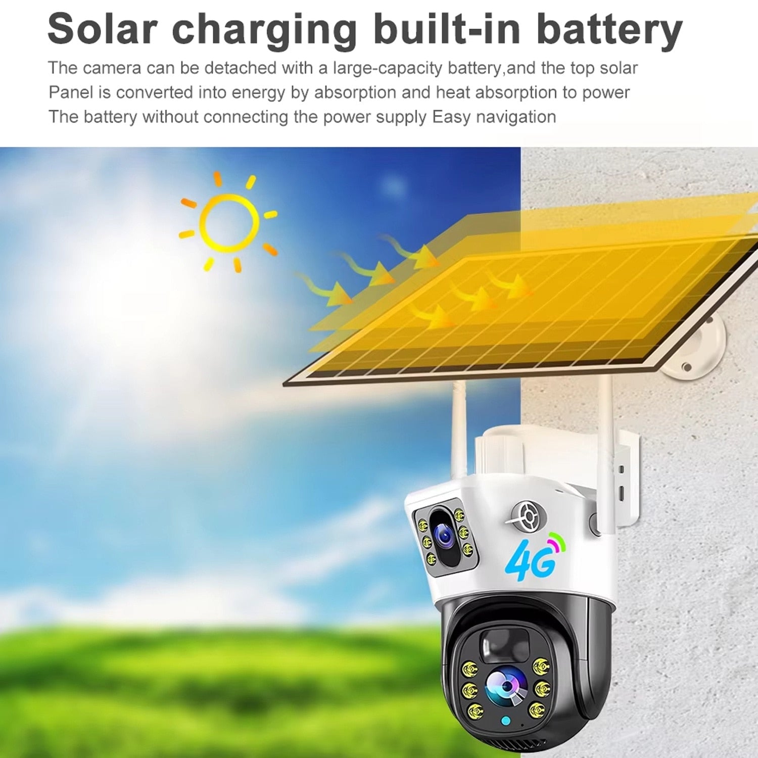Camera Supraveghere 4G Dubla cu Panou Solar, Ultra HD, Dual Camera 6MP, Incarcare Solara, Rotire Din Aplicatie, Rezistenta La Apa, Infrarosu, Microfon si Difuzor
