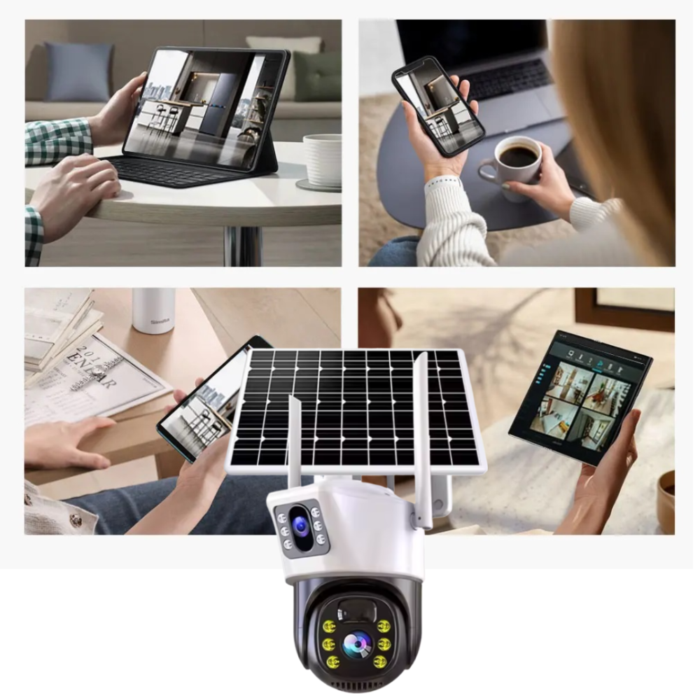 Camera Supraveghere 4G Dubla cu Panou Solar, Ultra HD, Dual Camera 6MP, Incarcare Solara, Rotire Din Aplicatie, Rezistenta La Apa, Infrarosu, Microfon si Difuzor