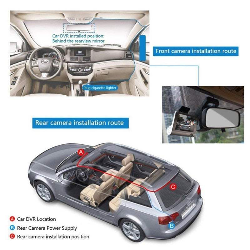Camera auto tripla Blackbox L300-1, Full-HD, 3 camere-fata/spate/interior, ecran 4'', G Senzor