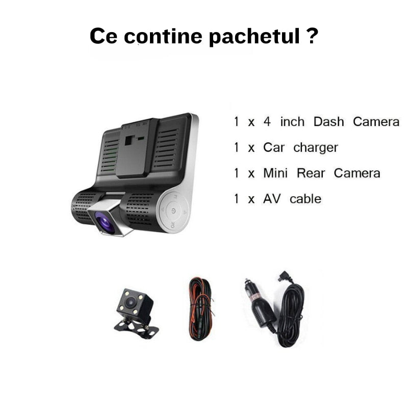 Camera auto tripla Blackbox L300-1, Full-HD, 3 camere-fata/spate/interior, ecran 4'', G Senzor