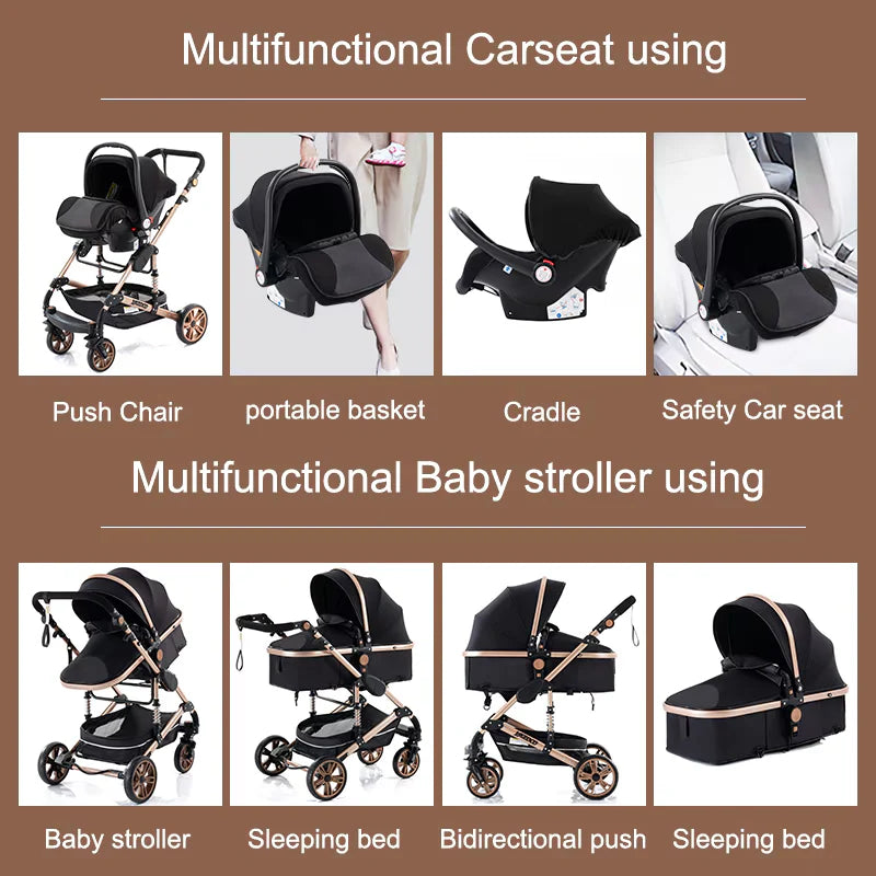 Carucior pliabil pentru copii, 3 în 1, Multifunctional – Landou, Scaun Auto si Carucior Sport