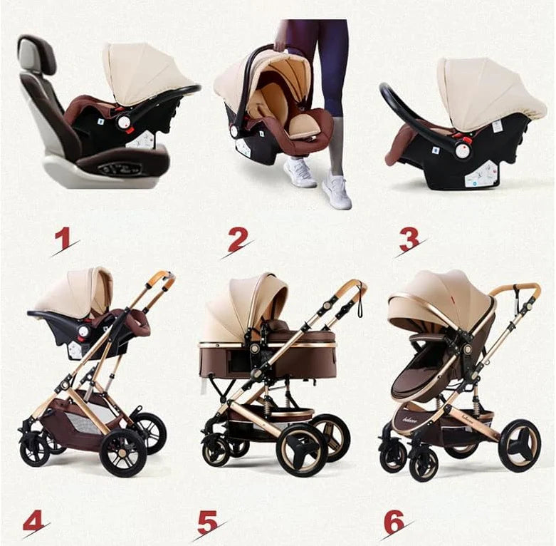 Carucior pliabil pentru copii, 3 în 1, Multifunctional – Landou, Scaun Auto si Carucior Sport