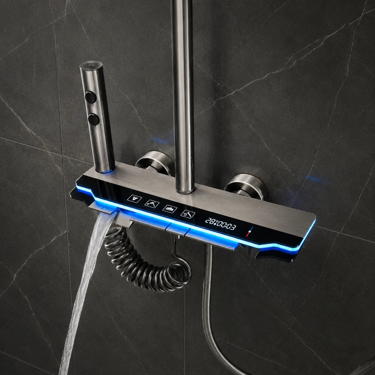 Coloana Dus Crom Sistem Dus Complet cu Baterie Mixta Termostatica