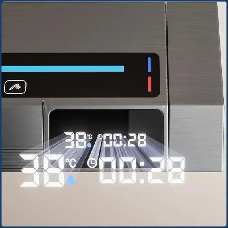 Set Baterie si Coloana de dus tip ploaie, Lumini LED, Afisaj Temperatura, 4 moduri de curgere a apei, Crom Satinat