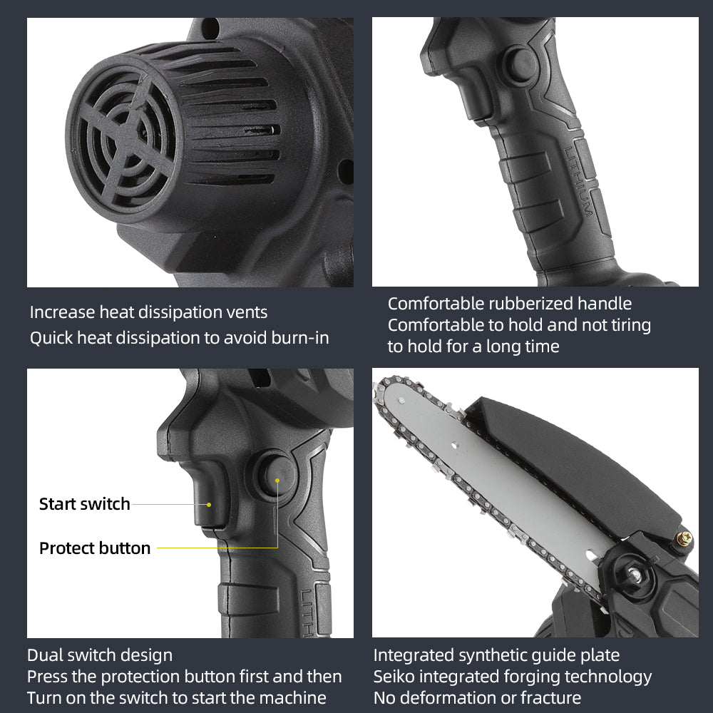 Drujba Fierastrau cu lant,fara fir,2 lama 6 inch,portabil,cu 2 acumulatori 36V+2 lanturi