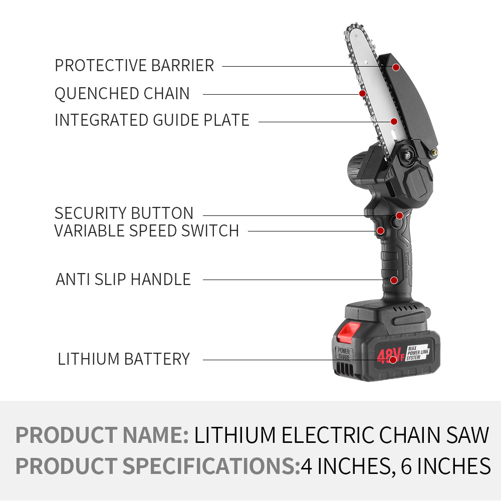 Drujba Fierastrau cu lant,fara fir,2 lama 6 inch,portabil,cu 2 acumulatori 36V+2 lanturi