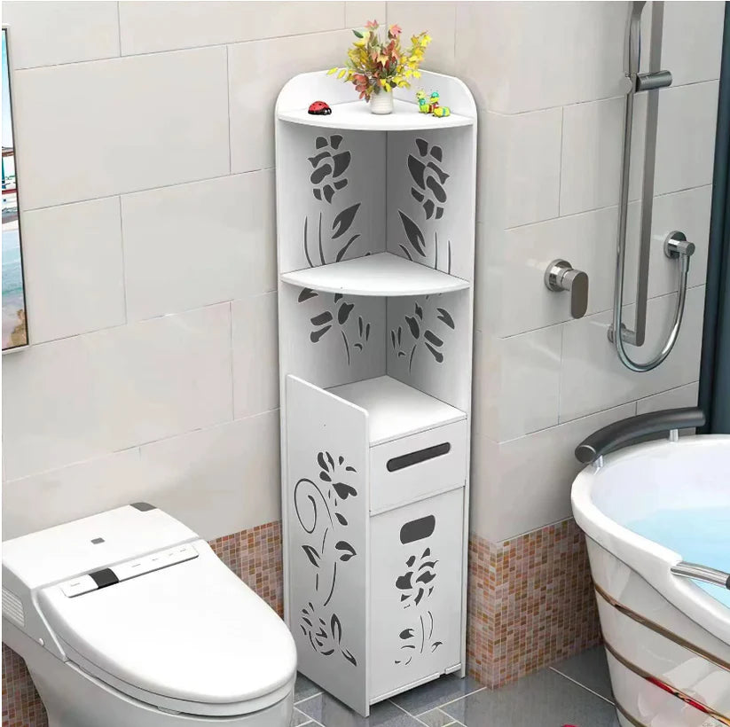 Dulap vertical de colt pentru baie, finisaje moderne,100 x 24 x24 cm alb