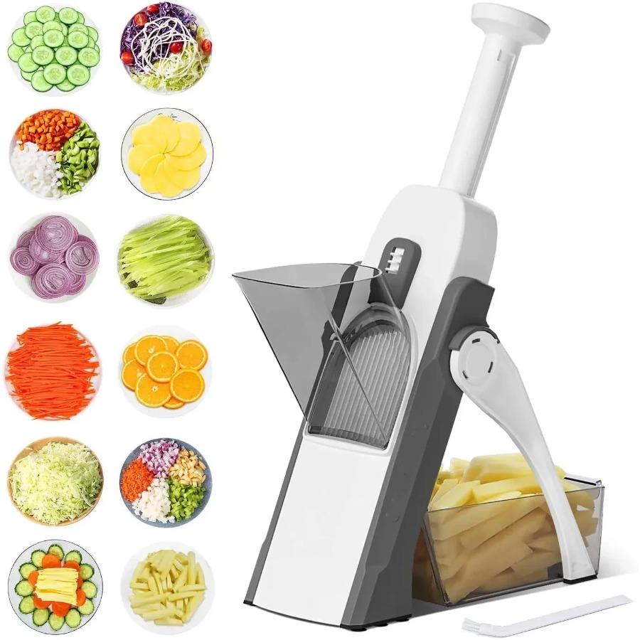Feliator de legume pliabil, tip mandolina cu 4 functii, Spring Slicer