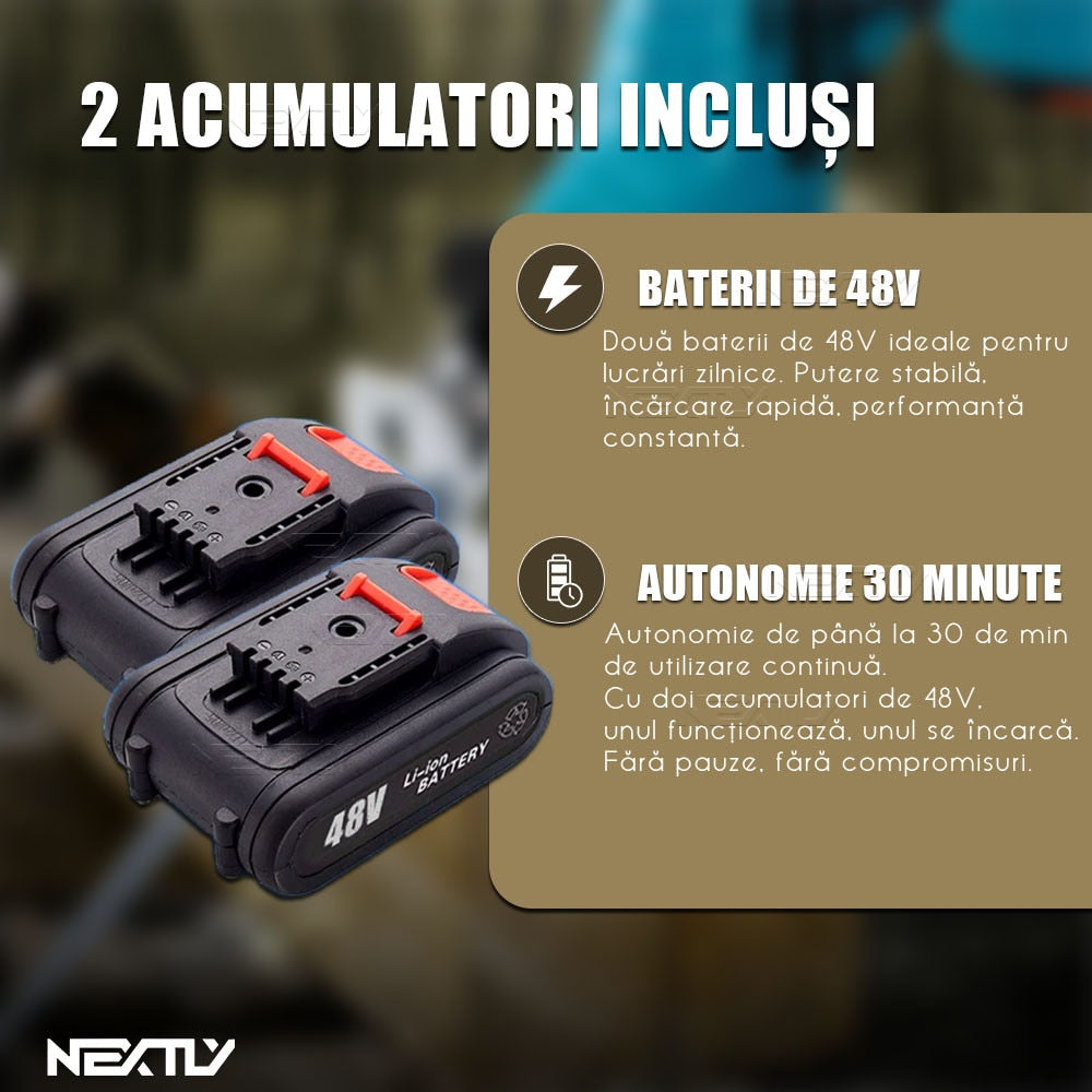 Fierastrau sabie cu 2 Acumulatori 48V, 4 panze, albastru – OferteDeAzi