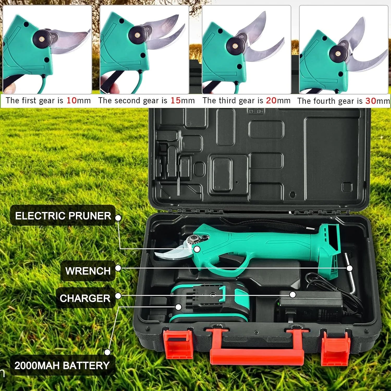 Foarfeca electrica pentru vita de vie si crengi, 2 acumulatori 48V, 5Ah