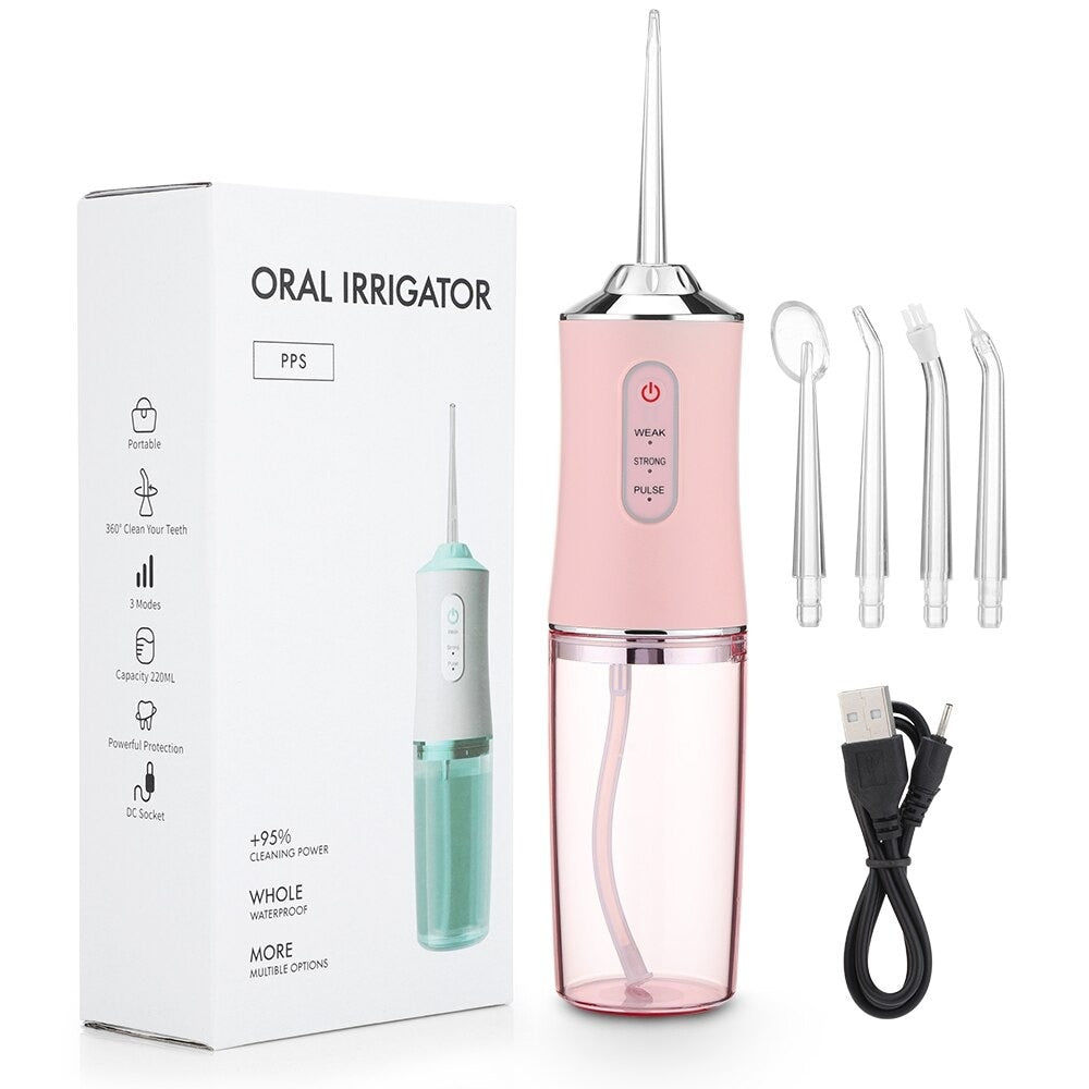 Irigator Bucal si Oral Profesional cu 4 Capete Curatare, 3 Moduri de Lucru, Portabil, Rezervor 220 ml