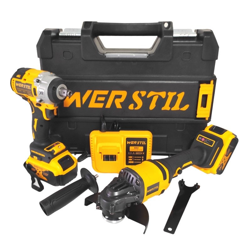 Kit Scule Profesional Werstil 48V - Pistol Impact 320Nm + Polizor Unghiular + 2 Acumulatori 5Ah