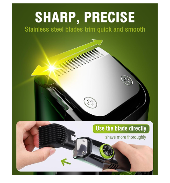 Masina de Tuns Barba, Functie de Aspiratie a Parului, Reglare marime din buton 1-22mm, Autonomie 90 min, Incarcare USB, IPX6 Waterproof