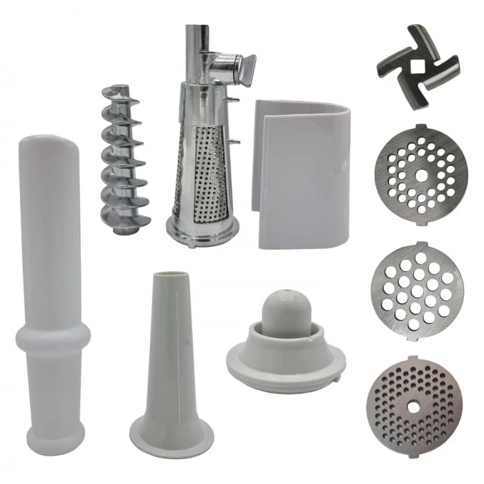 Masina de tocat carne Craft-Tec 3800W, Accesorii rosii, carnati, chiftele, 3 site, functia revers, motor cupru