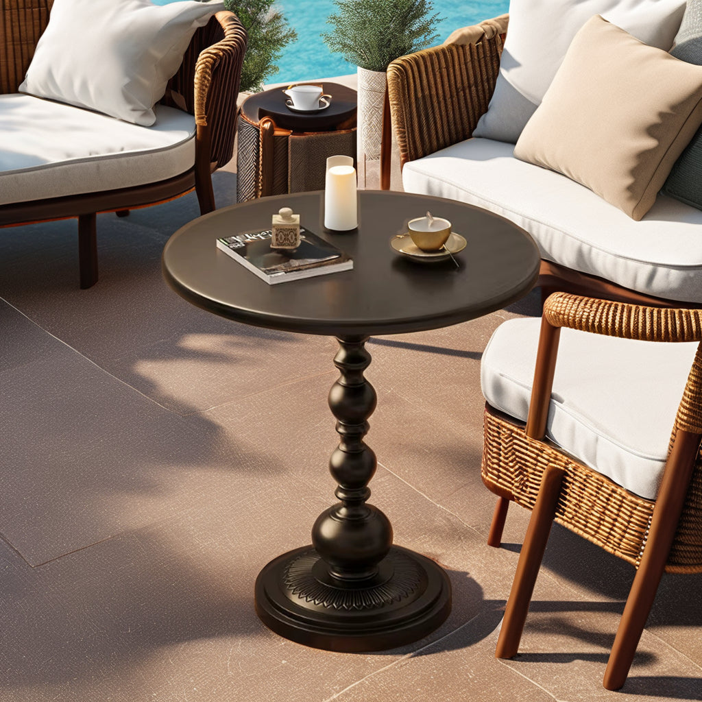 Masuta de cafea retro, fier, pentru living, dormitor sau balcon 52 x 38 cm, negru