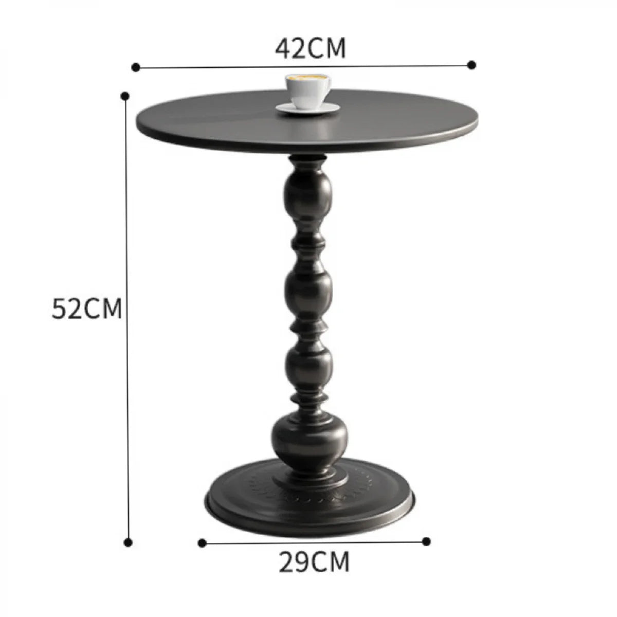 Masuta de cafea retro, fier, pentru living, dormitor sau balcon 52 x 38 cm, negru