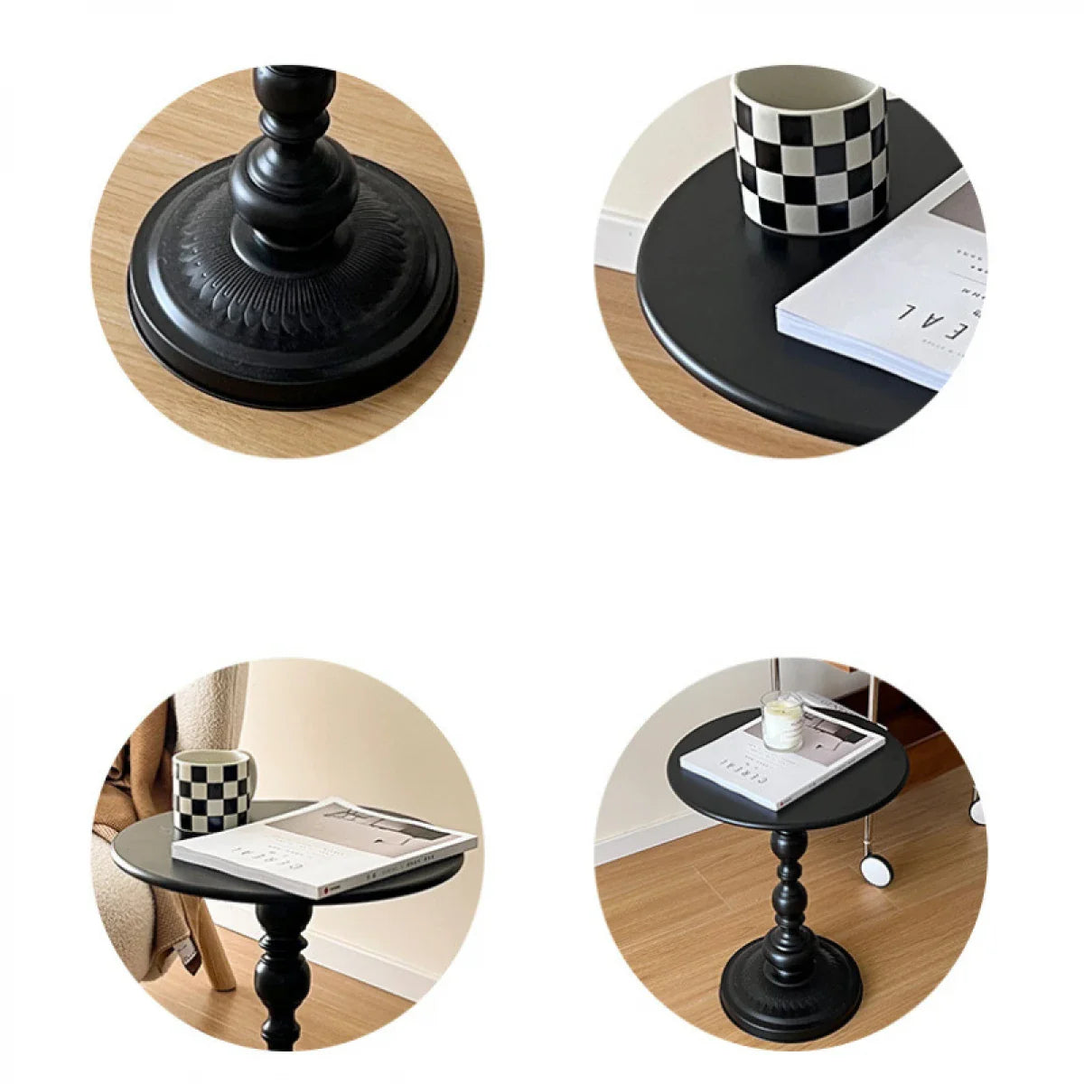 Masuta de cafea retro, fier, pentru living, dormitor sau balcon 52 x 38 cm, negru