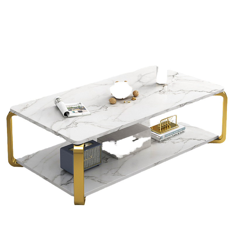 Masuta de cafea cu raft de depozitare, stil italian, 110x60x43cm, blat MDF si cadru metalic