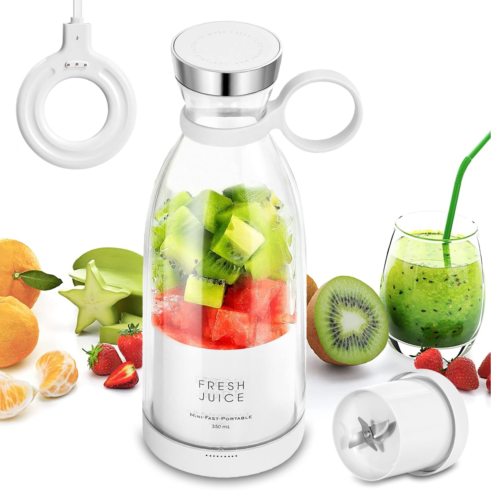 Mini Blender portabil - Smoothie & Shake, incarcare usb 6 Lame otel Inoxidabil, 380 ml