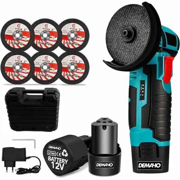 Mini Polizor Unghiular Flex Electric cu 2 acumulatori, 6 discuri, Portabil, 48V, 76MM