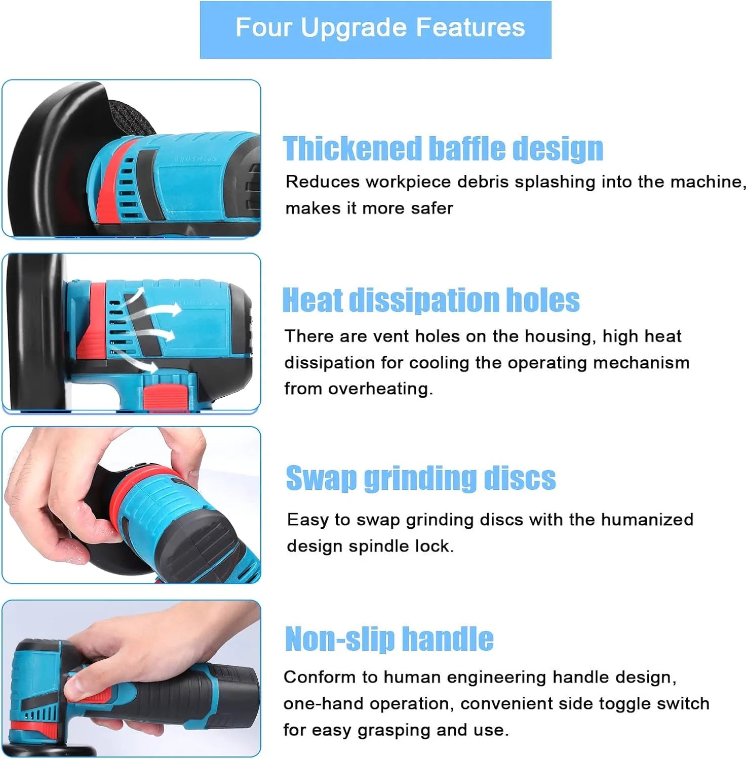 Mini Polizor Unghiular Flex Electric cu 2 acumulatori, 6 discuri, Portabil, 48V, 76MM