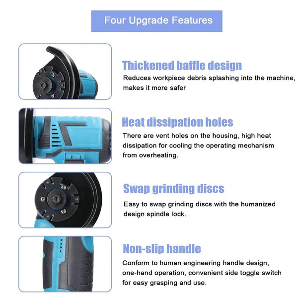 Mini Polizor Unghiular Flex Electric cu 2 acumulatori, 6 discuri, Portabil, 48V, 76MM