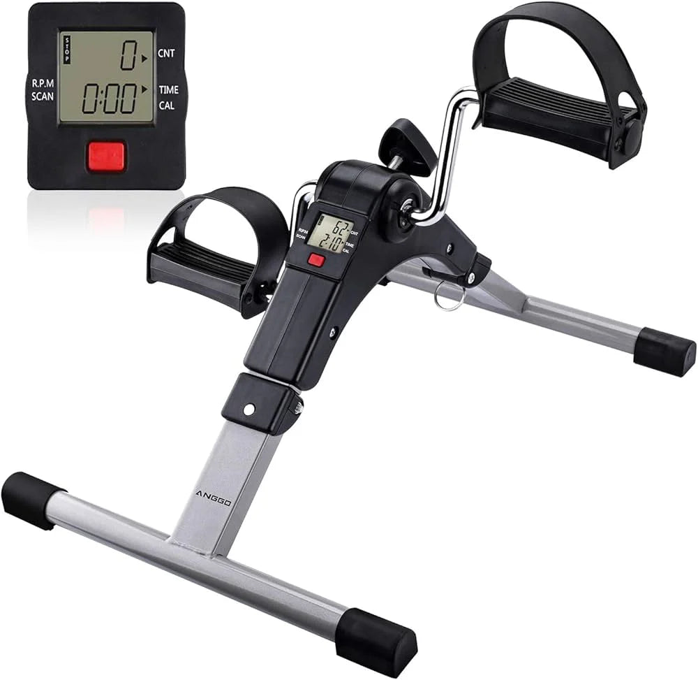 Mini bicicleta de antrenament pentru maini si picioare, inaltime reglabila, afisaj LCD, 100kg, negru