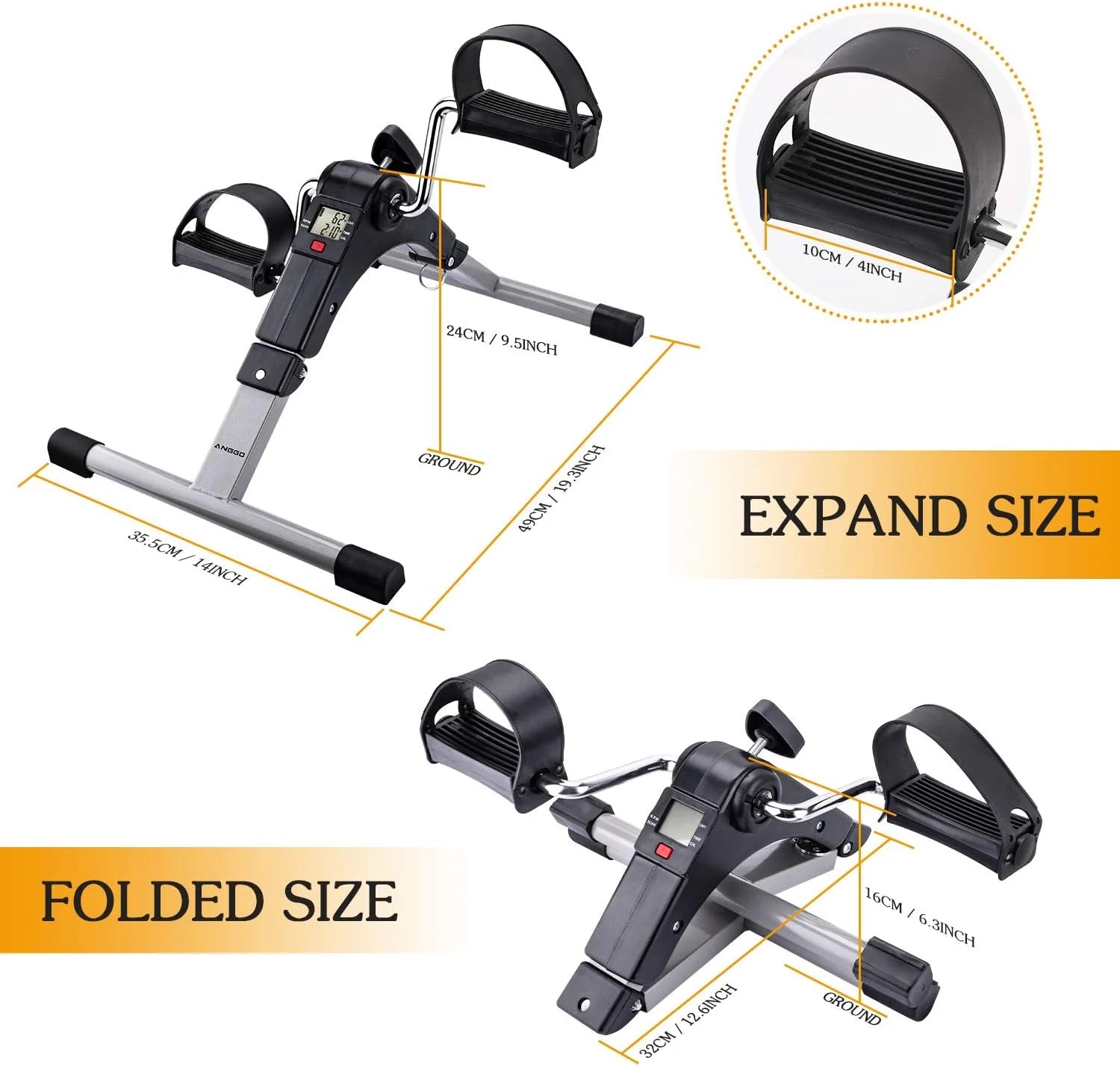 Mini bicicleta de antrenament pentru maini si picioare, inaltime reglabila, afisaj LCD, 100kg, negru