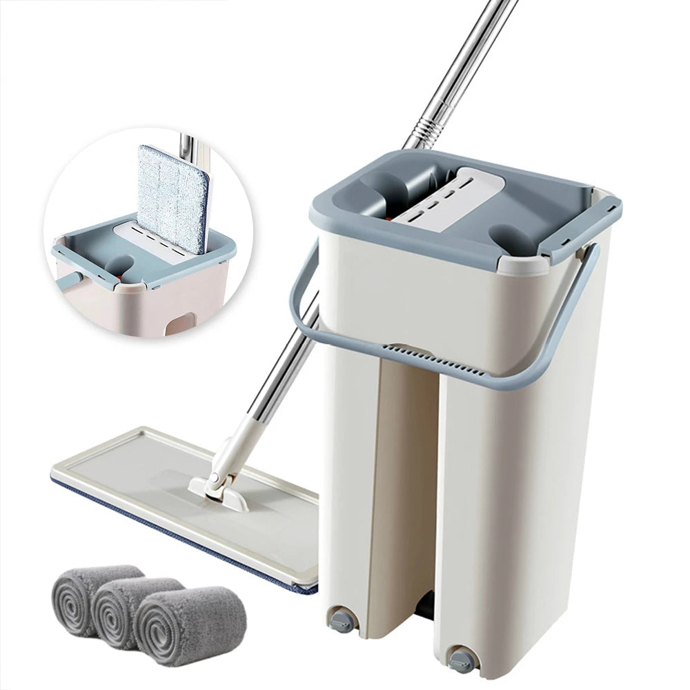 Mop profesional cu doua cuve de spalare si uscare + 2 rezerve cadou
