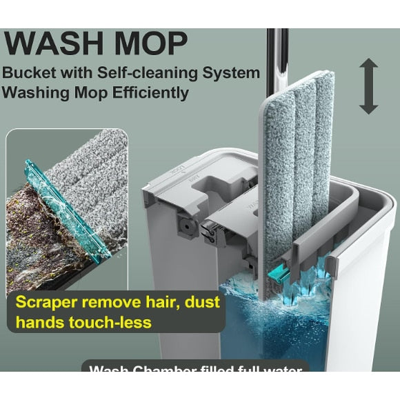 Mop profesional cu doua cuve de spalare si uscare + 2 rezerve cadou