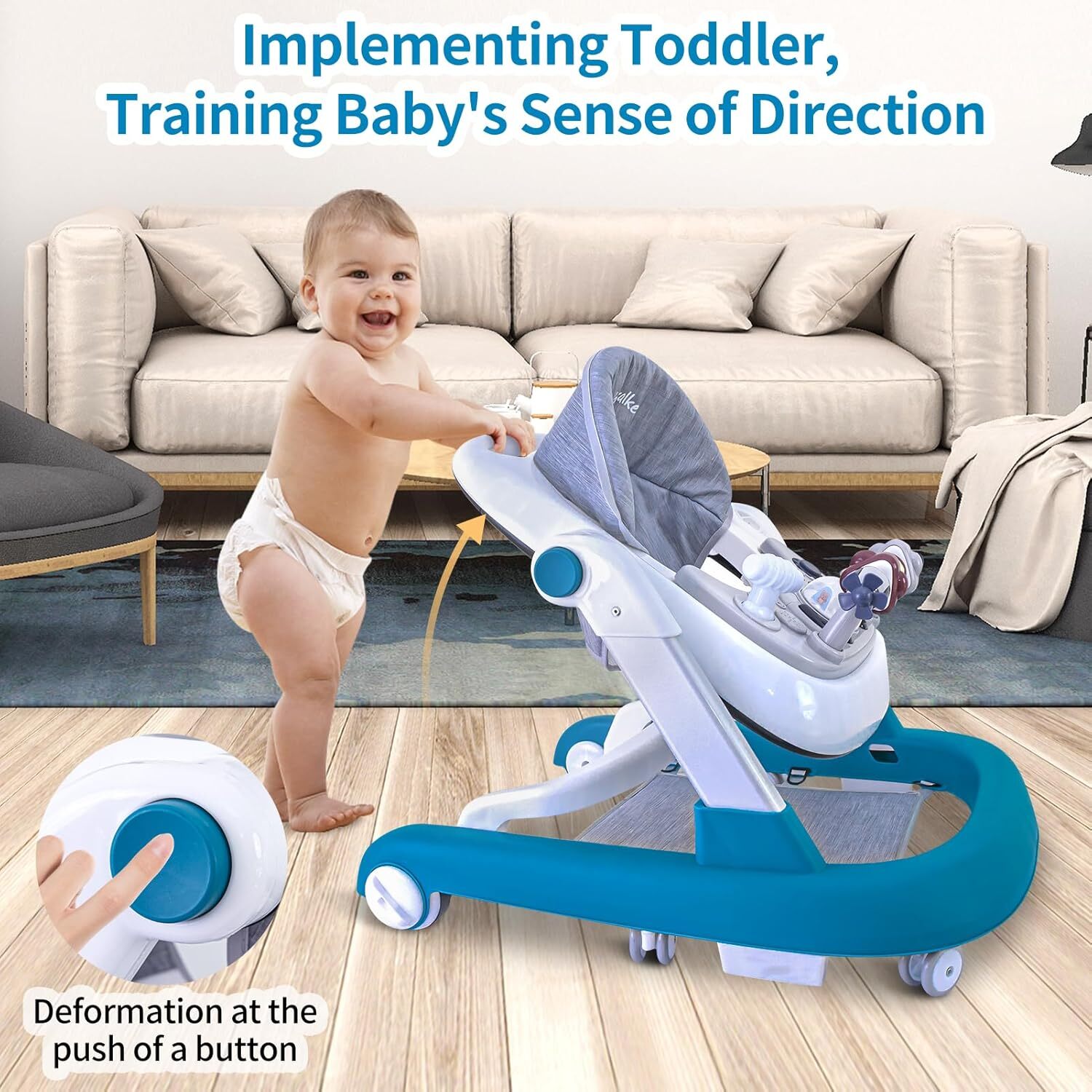 Premergator 3 in 1, Antemergator si Masa, Muzica si Jucarii, Pliabil, Reglabil pe Inaltime