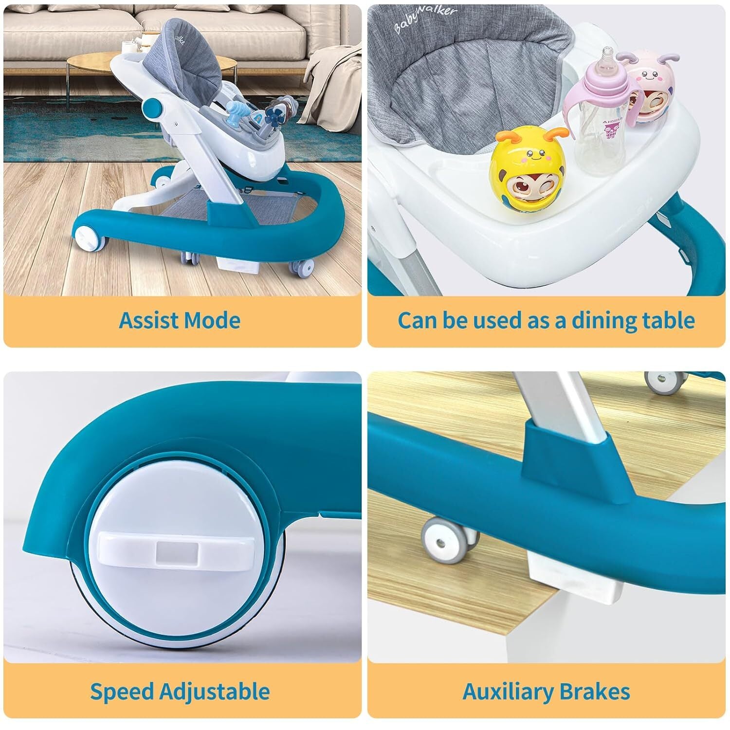 Premergator 3 in 1, Antemergator si Masa, Muzica si Jucarii, Pliabil, Reglabil pe Inaltime